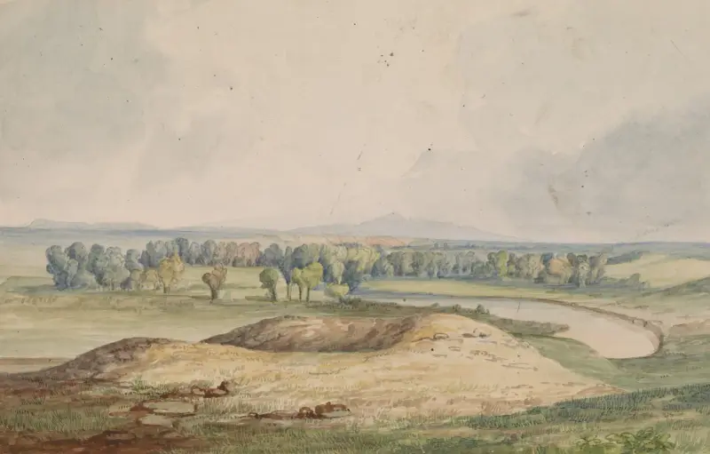 Milk River – Bear’s Paw Mountain in Distance av John Mix Stanley