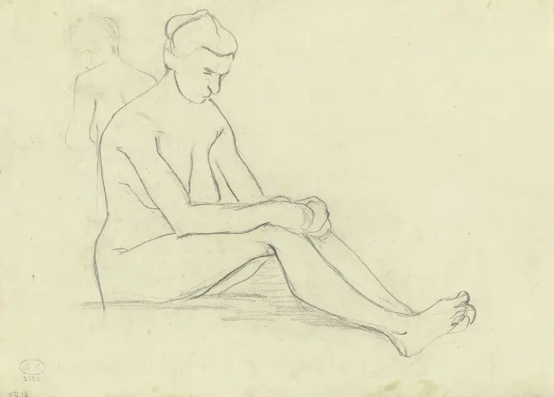 Am Boden sitzender Frauenakt av Paula Modersohn-Becker