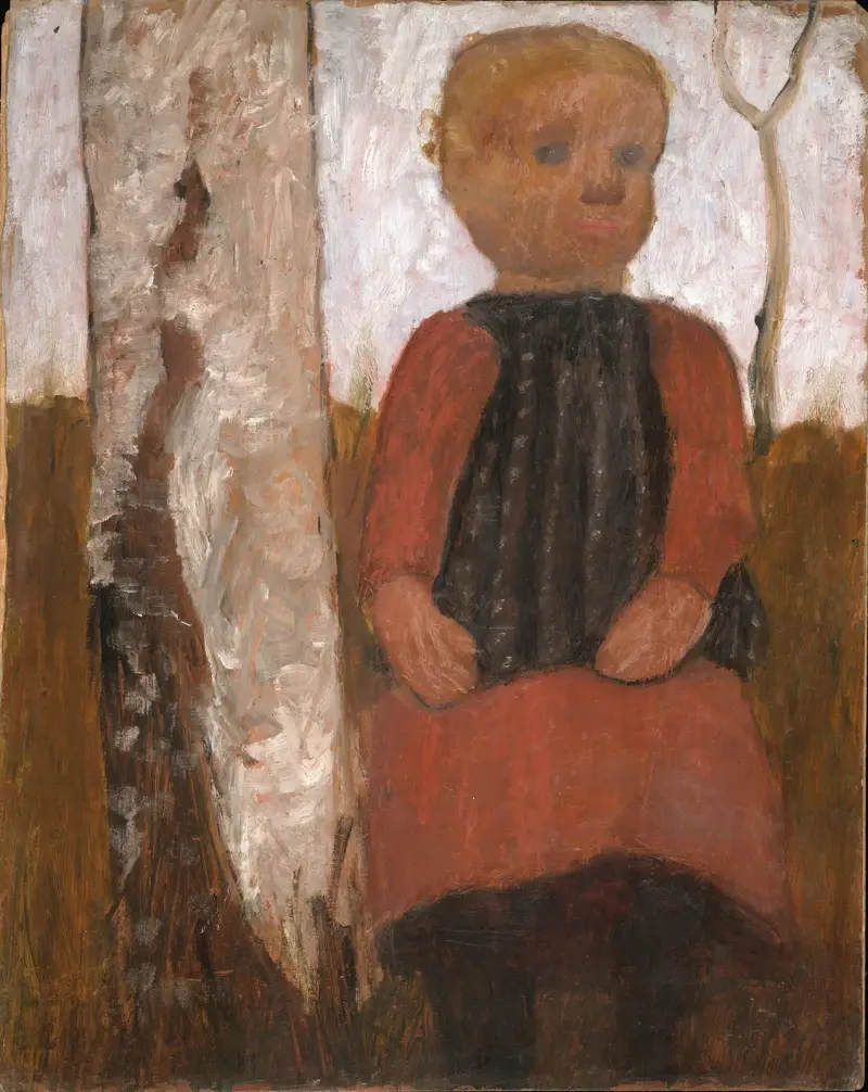Girl in a red dress av Paula Modersohn-Becker