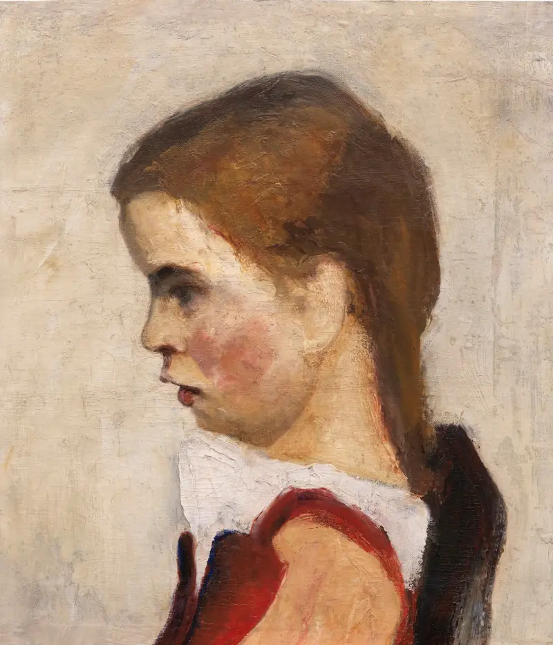 Kopf eines sitzenden Mädchens, nach links av Paula Modersohn-Becker