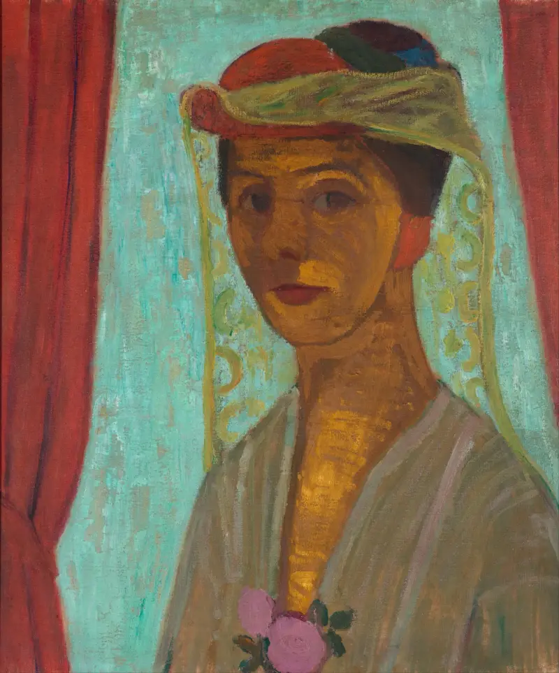 Selbstporträt mit Hut und Schleier von Paula Modersohn-Becker