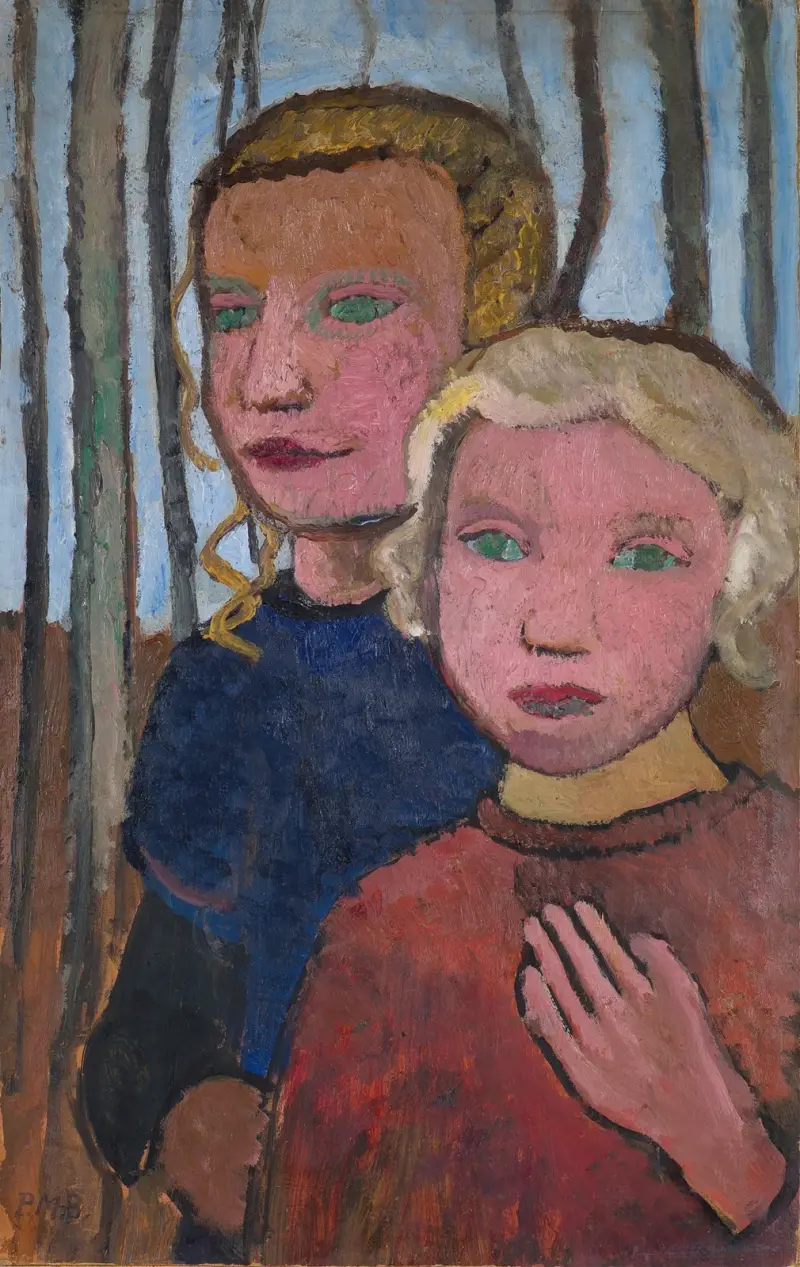 Two Girls in Front of Birch Trees av Paula Modersohn-Becker