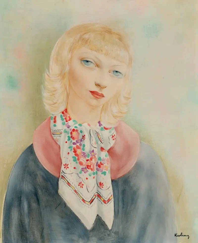 Femme blonde au foulard av Moïse Kisling
