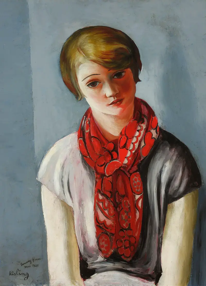 Portrait of a young girl av Moïse Kisling