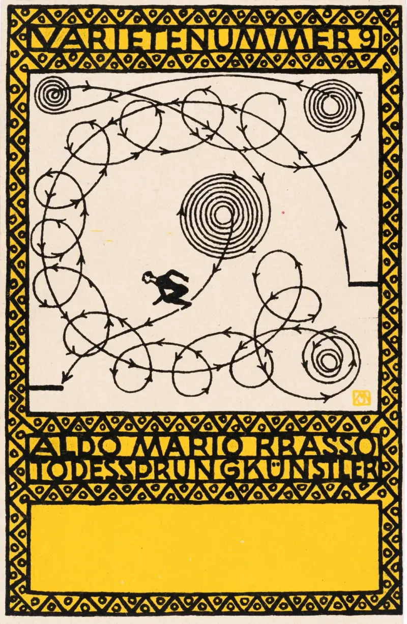 Nr. 86: ‘Varieténummer 9: Aldo Mario Brasso, Todessprungkünstler’ av Moriz Jung