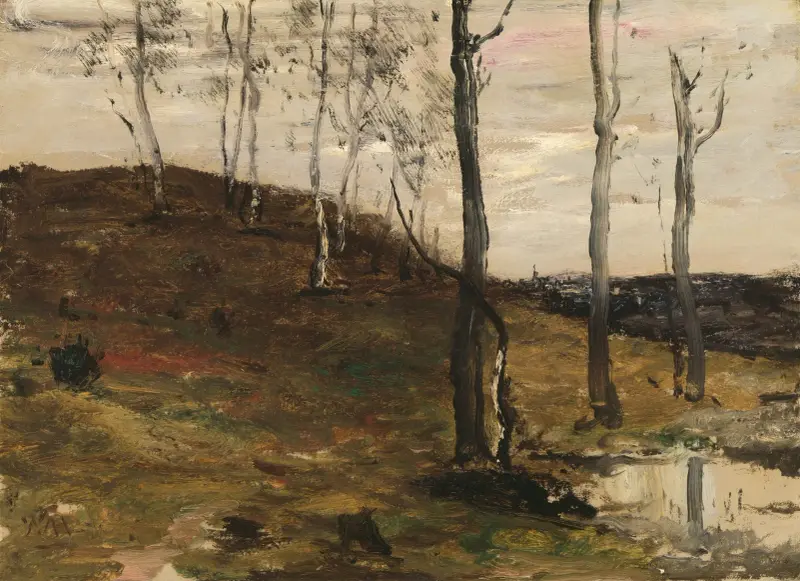 Svah se stromy, William Morris Hunt