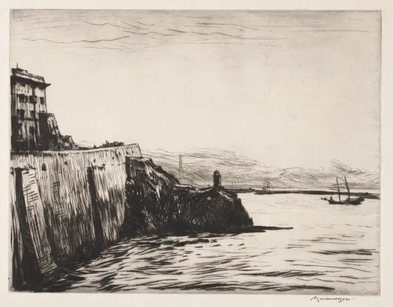 Evening, Port of Genoa av Muirhead Bone