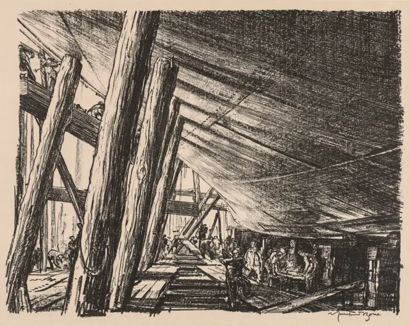 På Clyde, 1917–1918; byggandet av en tågfärja av Muirhead Bone