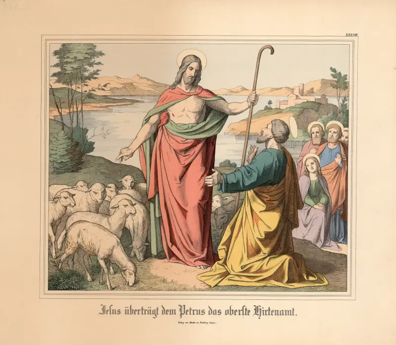 Jesus überträgt dem Petrus das oberste Hirtenamt av Johann Nepomuk Heinemann