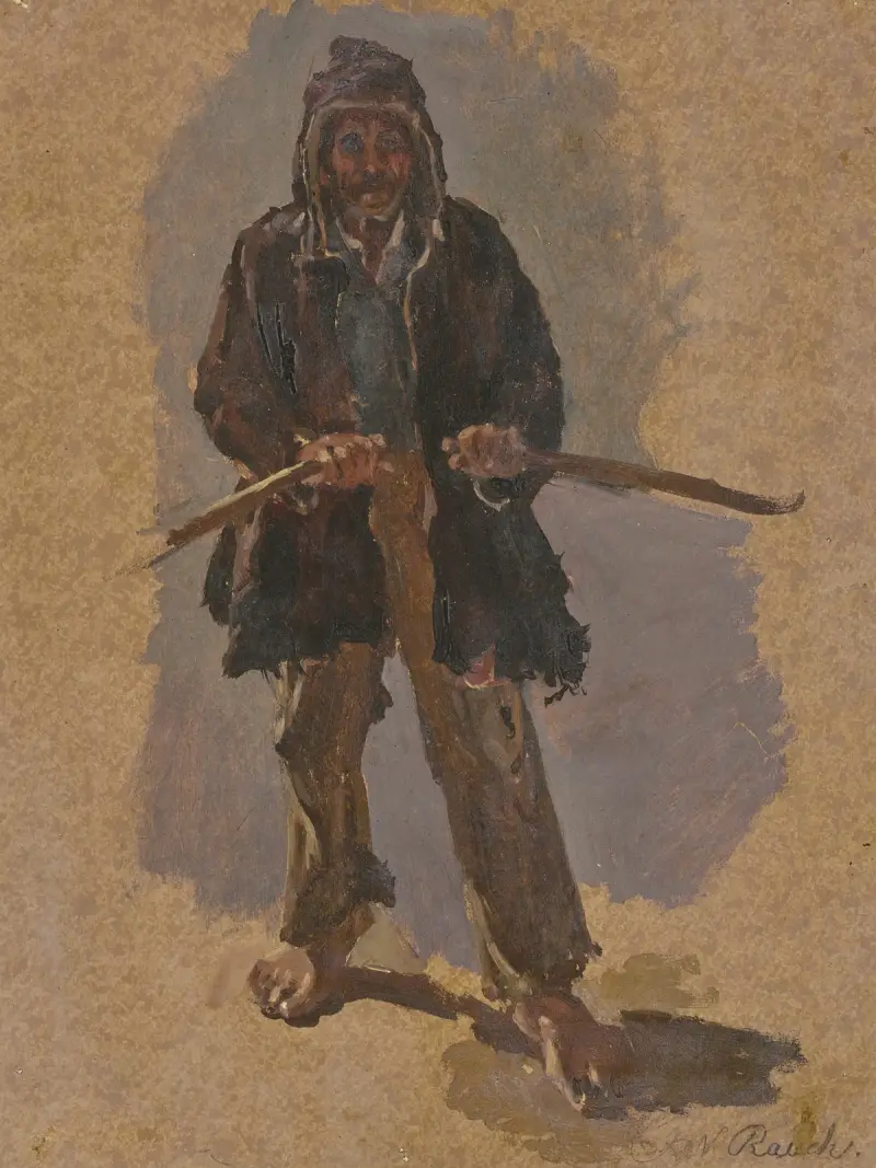 Ein italienischer Schiffer, am Ruder stehend av Johann Nepomuk Rauch