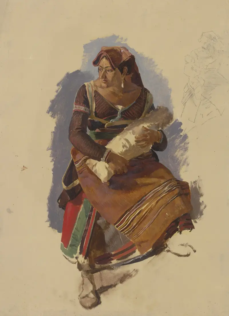 Italienska med lindat barn i famnen av Johann Nepomuk Rauch