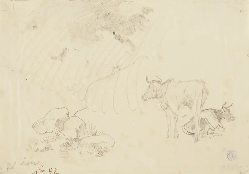 Zwei Kühe, eine stehend, eine liegend av Johann Nepomuk Rauch