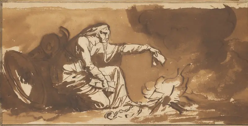 Eine alte Frau verbrennt Papiere von Nicolai Abildgaard