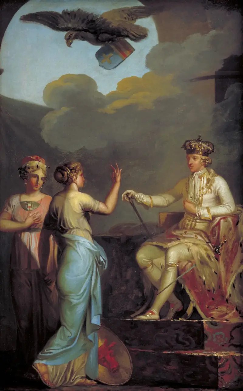 Christian VII Uniting The Ducal With The Royal Part Of Holstein In 1773 av Nicolai Abildgaard