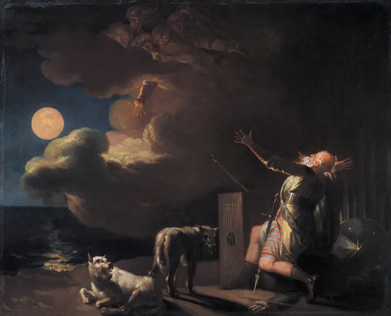 Fingal Sees the Ghosts of his Forefathers by Moonlight av Nicolai Abildgaard