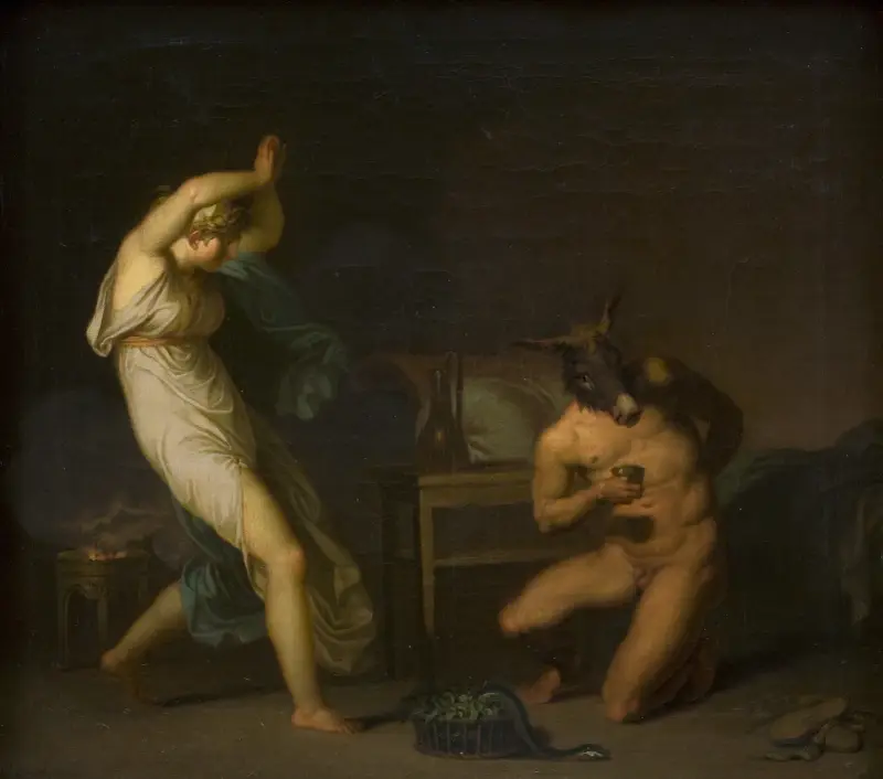 Fotis sees her Lover Lucius Transformed into an Ass. Motif from Apeleius’ The Golden Ass av Nicolai Abildgaard