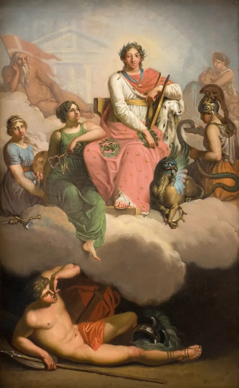 Frederik V as Patron of Science and the Arts av Nicolai Abildgaard