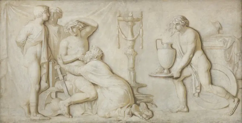 King Priam Pleading with Achilles for the Corpse of Hector av Nicolai Abildgaard