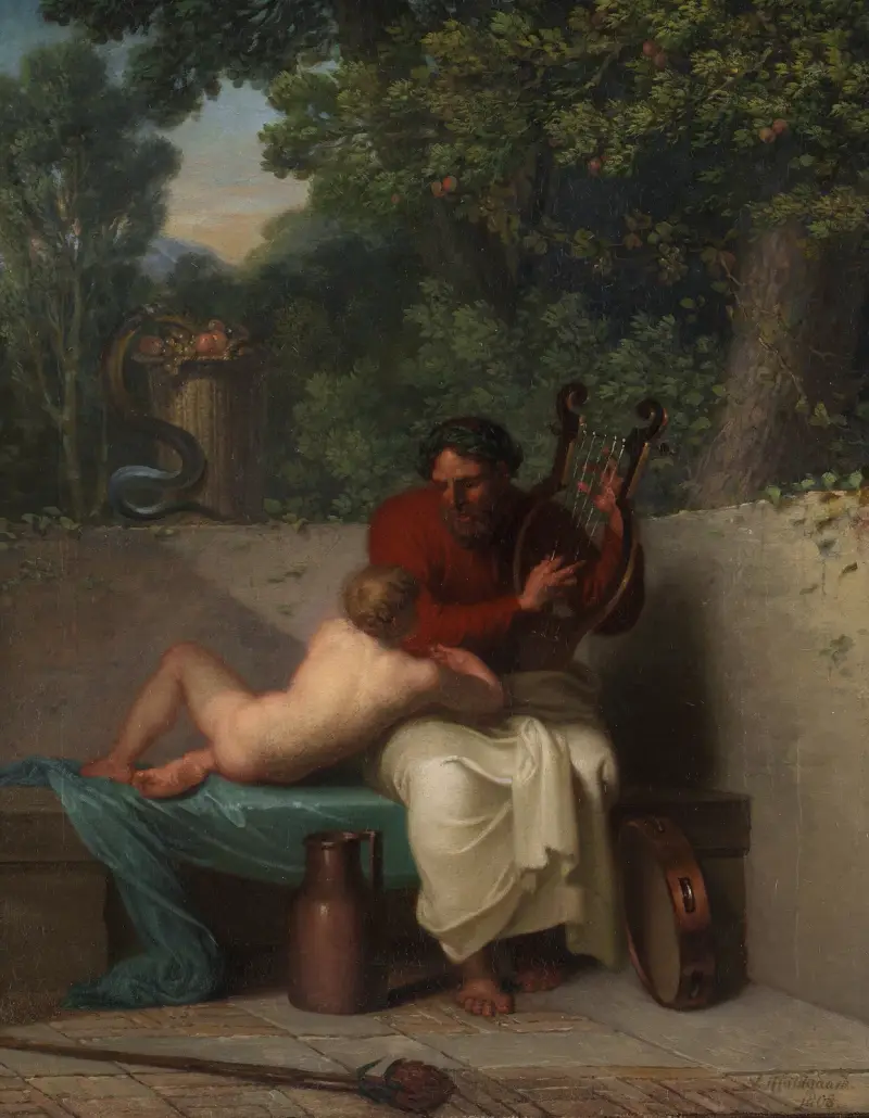 The Greek Poet Anacreon and Bathyll av Nicolai Abildgaard