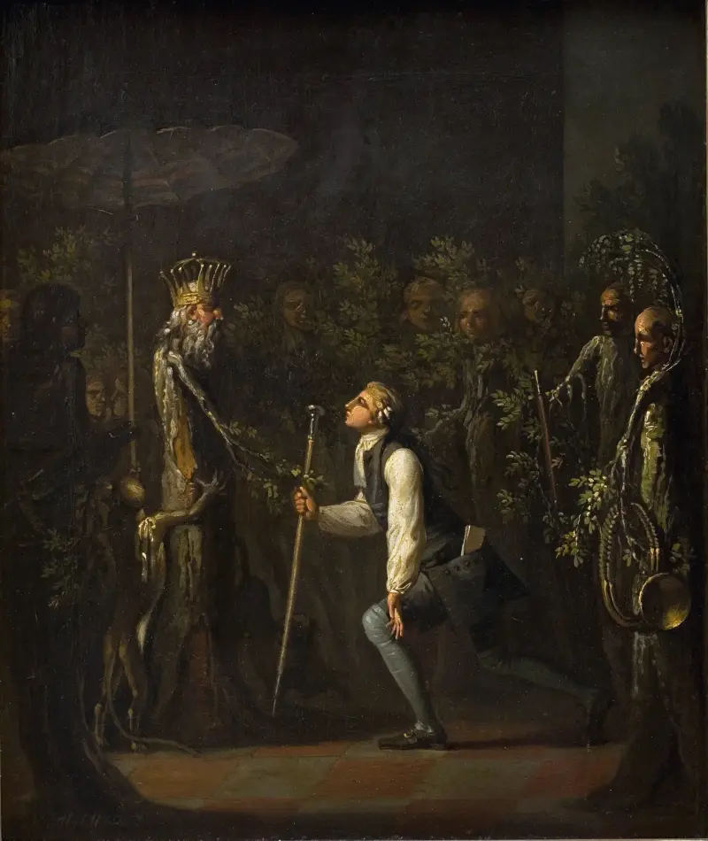 The Potuans are Surprised to see Niels Klim Genuflect in front of the Wise Prince av Nicolai Abildgaard