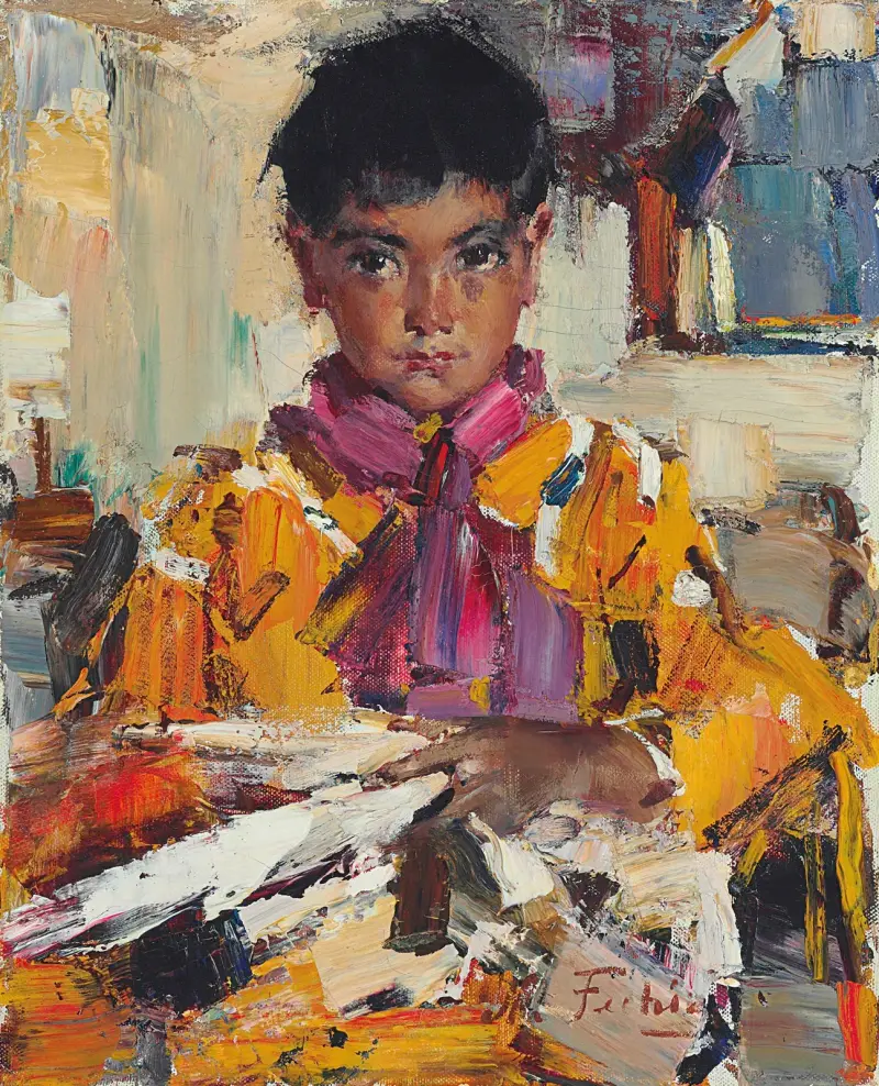 Indian Boy with Fan av Nicolai Fechin