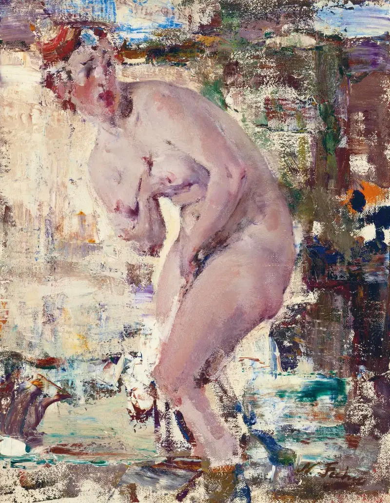 Nude in river av Nicolai Fechin
