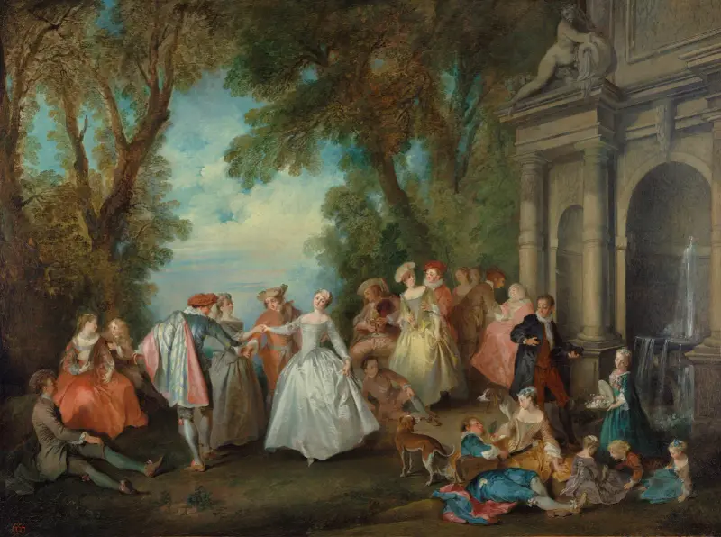 Dance before a Fountain (by 1724) av Nicolas Lancret