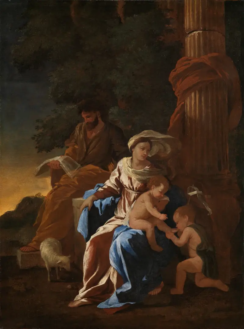 Die Heilige Familie mit dem Johannesknaben av Nicolas Poussin