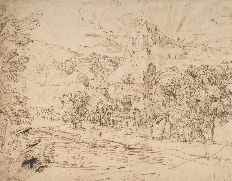 Bergslandskap av Nicolas Poussin