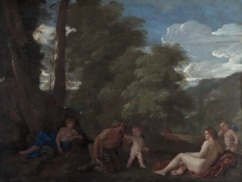 Nymphen und ein Satyr (Amor vincit omnia) von Nicolas Poussin