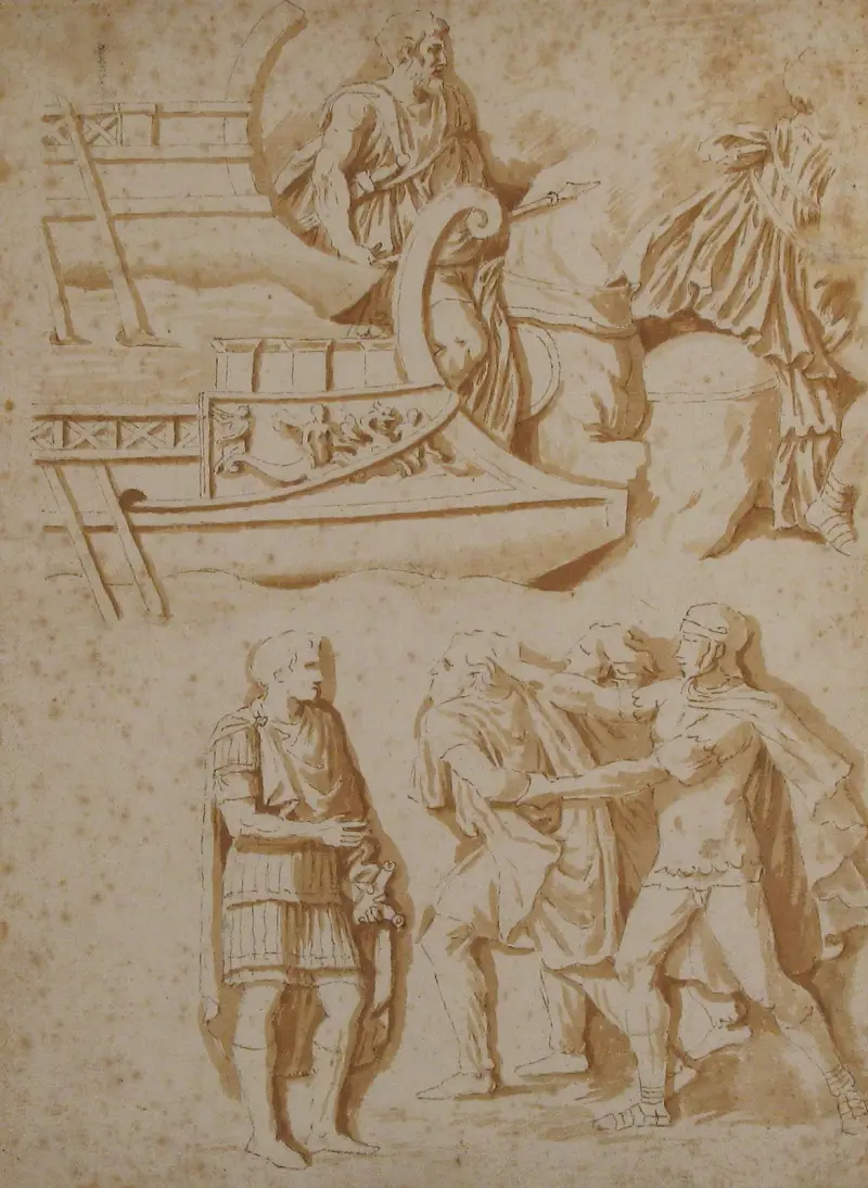 Studier av detaljer från Trajanus kolonn av Nicolas Poussin