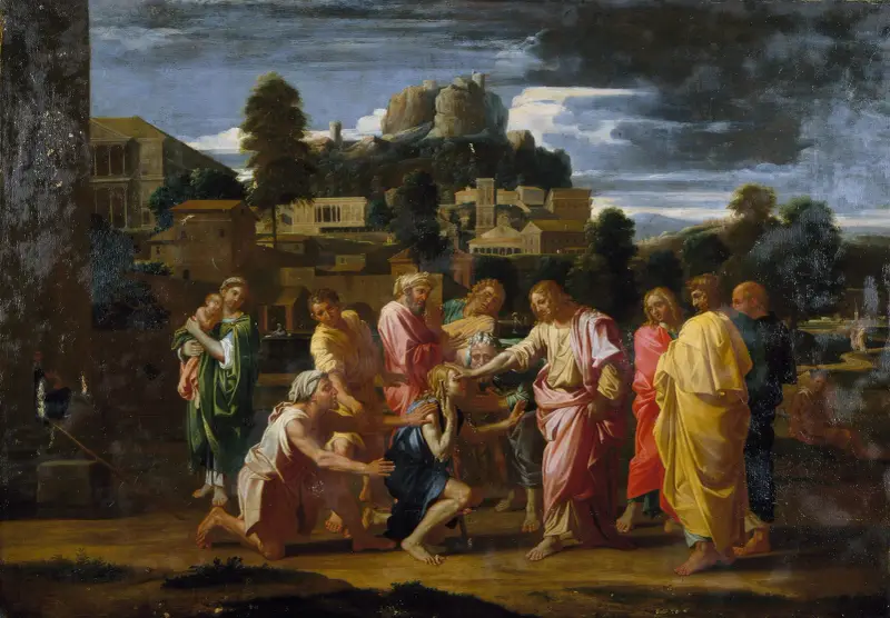 De blinda männen i Jeriko av Nicolas Poussin