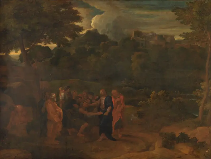 Jesus botar de två blinda i Jeriko av Nicolas Poussin