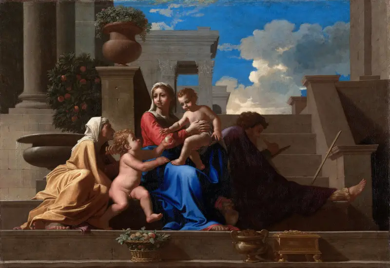 The Holy Family on the Steps av Nicolas Poussin
