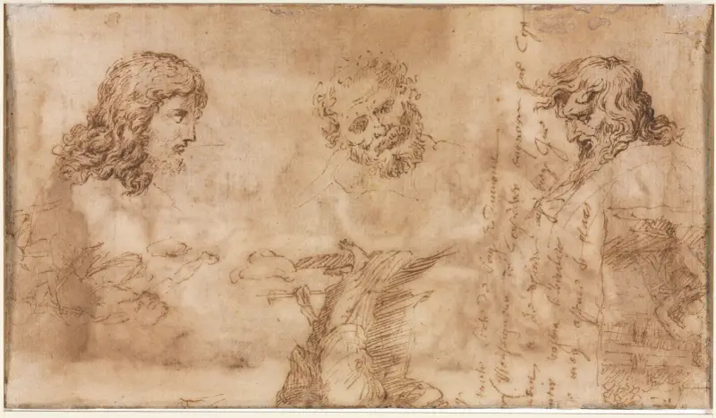 Three Heads and Other Sketches av Nicolas Poussin