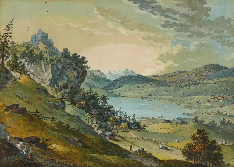 Vy av Lungerersjön av Franz Niklaus König