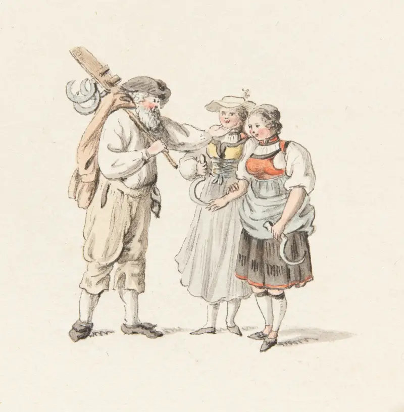 Bonde och två flickor av Franz Niklaus König