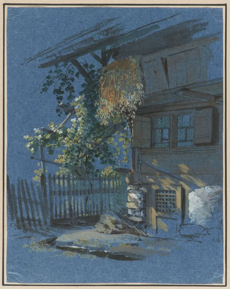 Berner Oberländer Bauernhaus im Mondschein av Franz Niklaus König