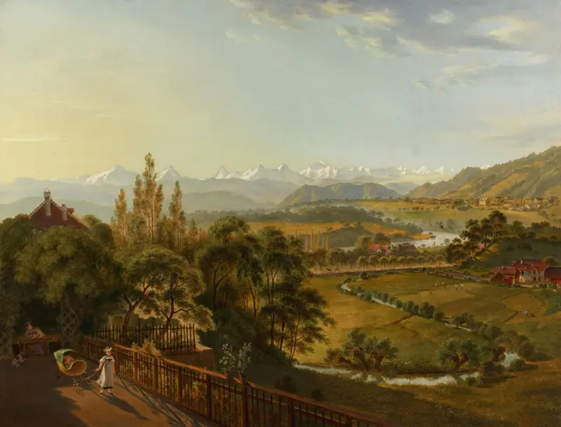 Vy från Kleine Schanze mot Alperna av Franz Niklaus König