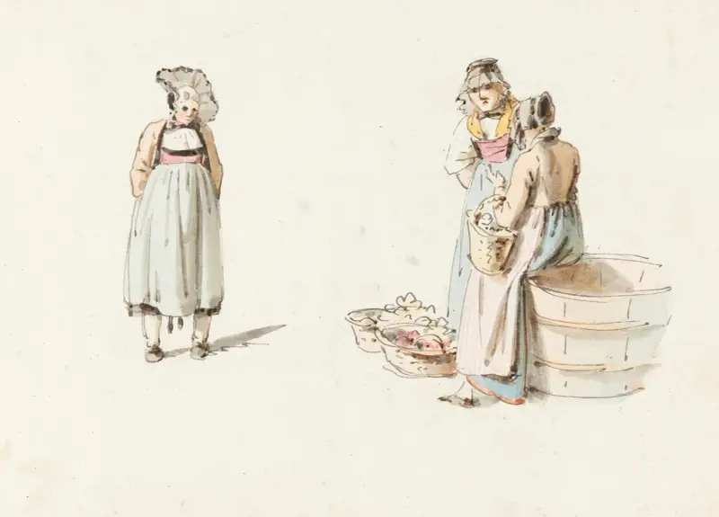 Drei Bäuerinnen auf dem Markt in Bern av Franz Niklaus König