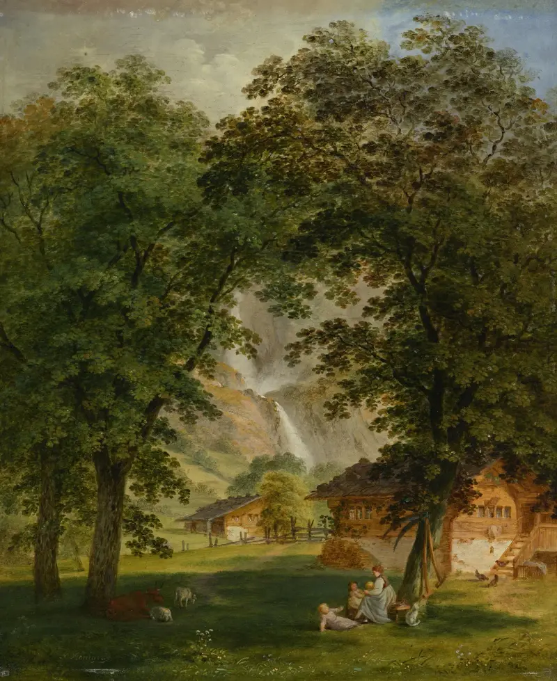 Meiringen mit Alpbachfall von Franz Niklaus König
