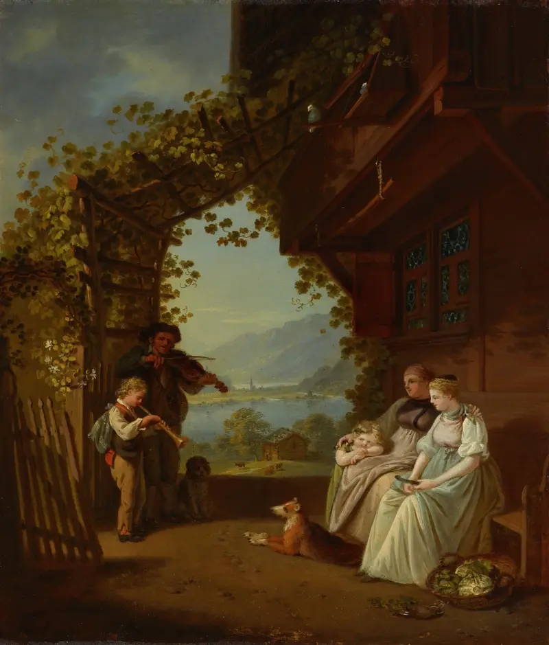 Serenad av en violinist och en flöjtist av Franz Niklaus König