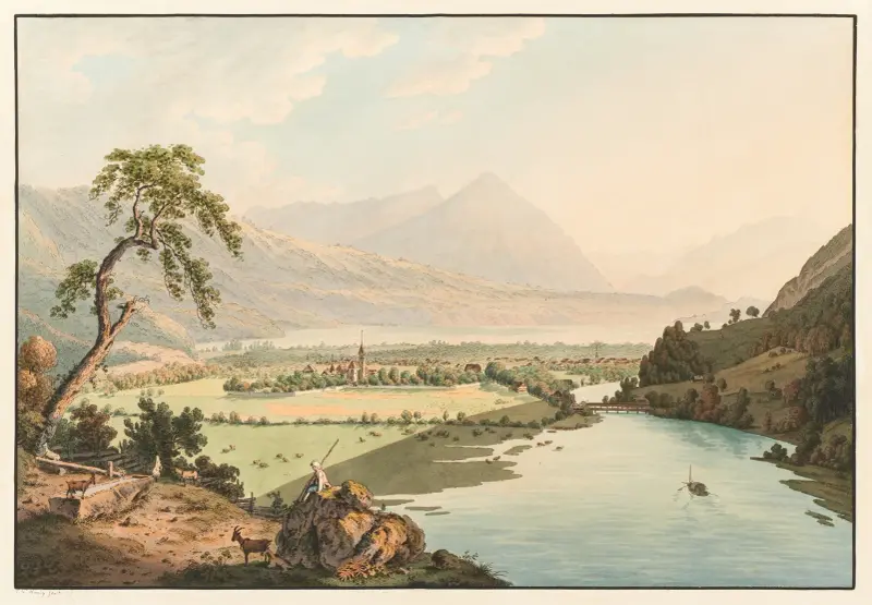 Vy över Interlaken av Franz Niklaus König