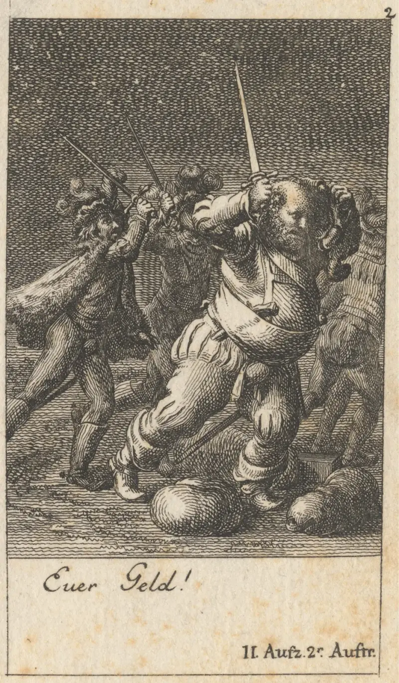 Henrik IV, del I, akt II, scen II av Daniel Nikolaus Chodowiecki