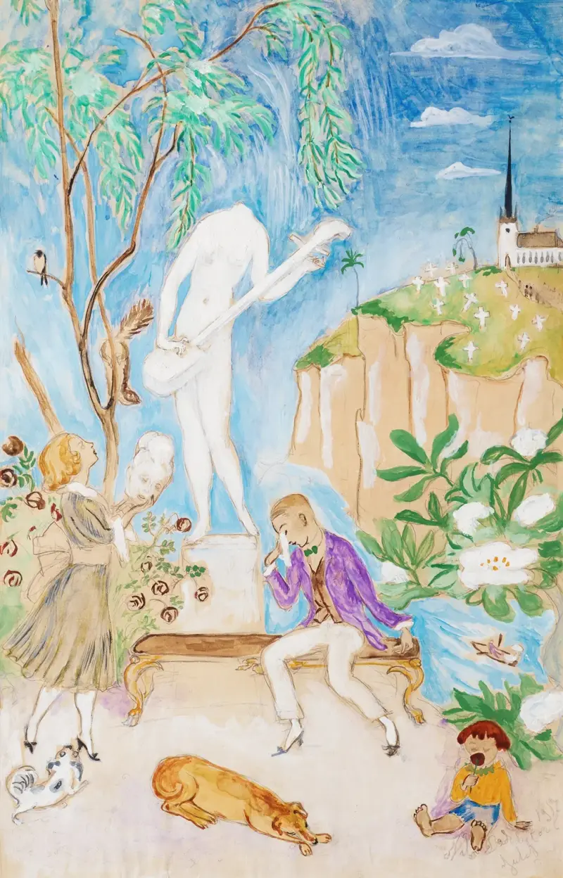 Den sönderslagna statyn II av Nils Dardel