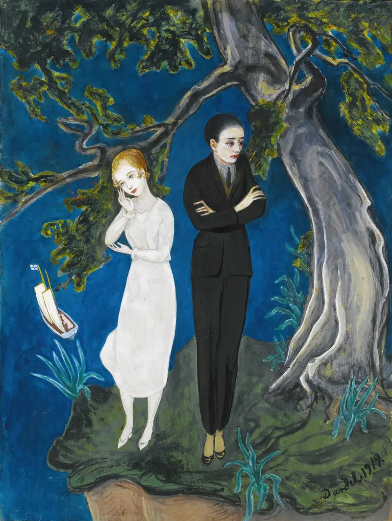 Młody mężczyzna w czerni, dziewczyna w bieli, Nils Dardel