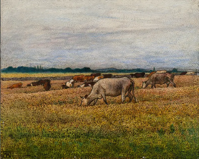 Landschaft mit Kühen von Nils Kreuger