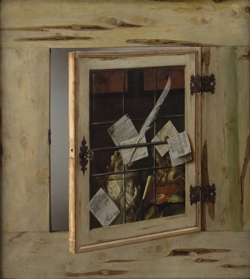Trompe L’oeil. A Cabinet Of Curiosities With An Ivory Tankard av Cornelis Norbertus Gijsbrechts