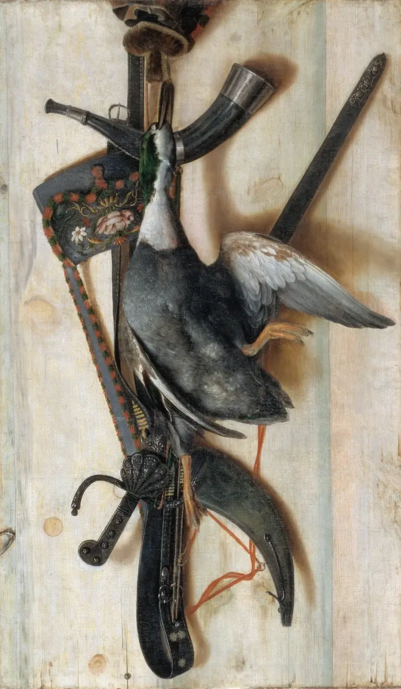 Trompe L’oeil With Dead Duck And Hunting Implements av Cornelis Norbertus Gijsbrechts