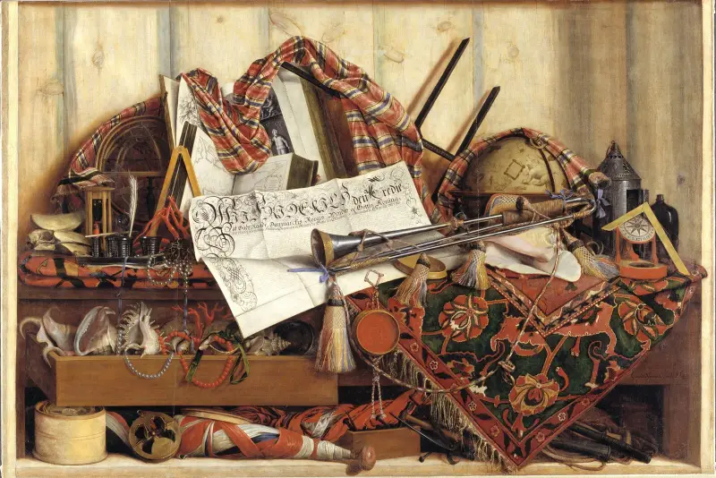 Trompe L’oeil With Trumpet, Celestial Globe And Proclamation By Frederik III av Cornelis Norbertus Gijsbrechts